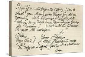 Letter from George III to grandfather the King, 23rd June 1749, published in 'Leisure Hour', 1891-null-Stretched Canvas