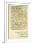 Letter from George Washington to the Earl of Buchan, Philadelphia, 22nd April 1793-null-Framed Giclee Print