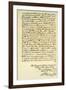 Letter from George Washington to the Earl of Buchan, Philadelphia, 22nd April 1793-null-Framed Giclee Print