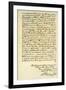 Letter from George Washington to the Earl of Buchan, Philadelphia, 22nd April 1793-null-Framed Giclee Print