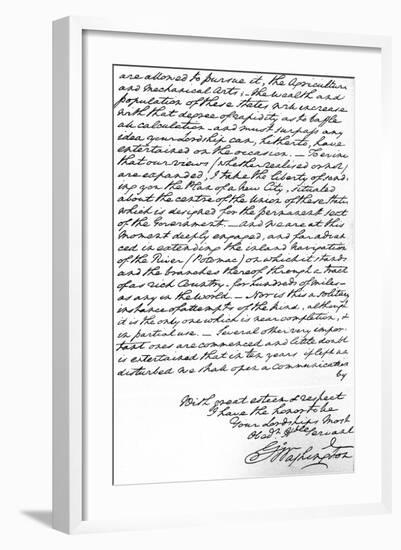 Letter from George Washington to the Earl of Buchan Stating the Principles for Future American…-null-Framed Giclee Print