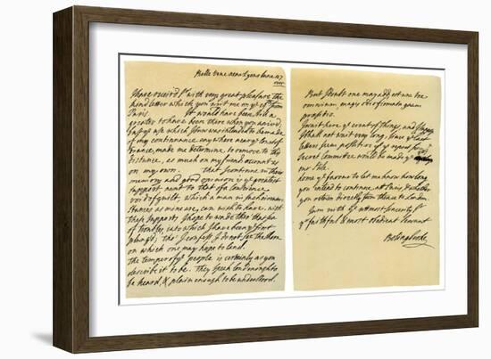 Letter from Henry St John to George Clarke, 27th June 1715-Henry St John-Framed Giclee Print