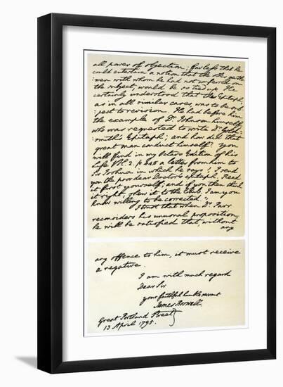 Letter from James Boswell to Edmond Malone, 13th April 1795-James Boswell-Framed Giclee Print