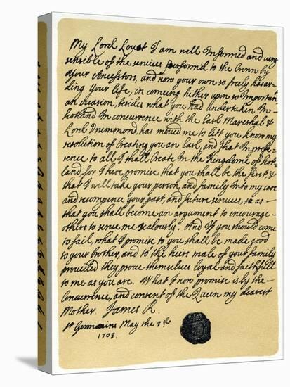 Letter from James Edward Stuart to Simon Fraser, Lord Lovat, St Germains, 3rd May 1703-James Stuart-Stretched Canvas