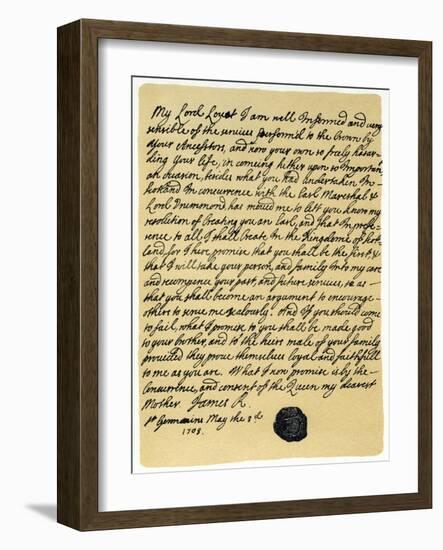 Letter from James Edward Stuart to Simon Fraser, Lord Lovat, St Germains, 3rd May 1703-James Stuart-Framed Giclee Print