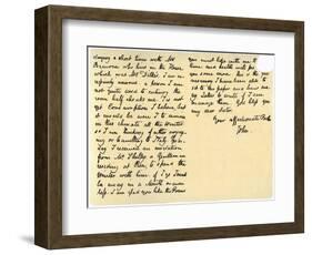 Letter from John Keats to His Sister, Fanny Keats, 14th August 1820-John Keats-Framed Giclee Print