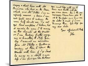 Letter from John Keats to His Sister, Fanny Keats, 14th August 1820-John Keats-Mounted Giclee Print