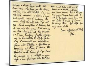 Letter from John Keats to His Sister, Fanny Keats, 14th August 1820-John Keats-Mounted Giclee Print