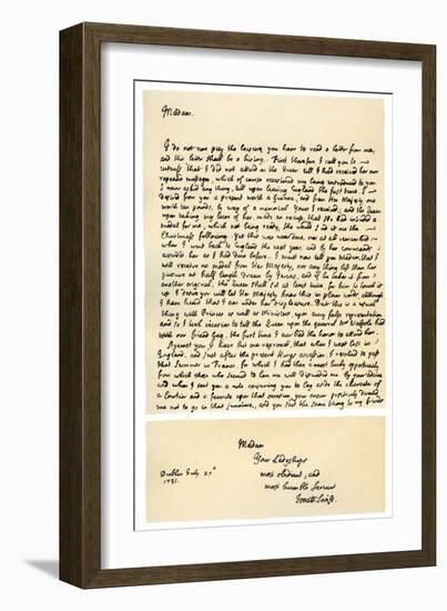 Letter from Jonathan Swift to Henrietta Howard, 21st November 1730-Jonathan Swift-Framed Giclee Print