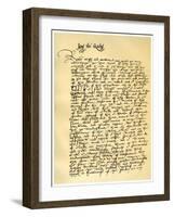 Letter from Lady Jane Grey to William Parr, 10th July 1553-Jane, Lady Grey-Framed Giclee Print