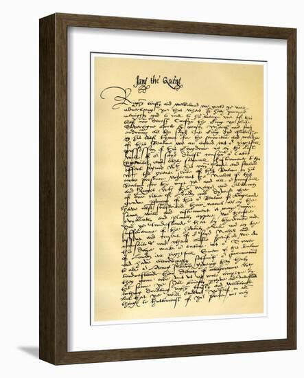 Letter from Lady Jane Grey to William Parr, 10th July 1553-Jane, Lady Grey-Framed Giclee Print