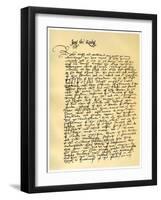 Letter from Lady Jane Grey to William Parr, 10th July 1553-Jane, Lady Grey-Framed Giclee Print