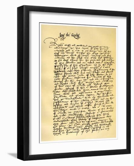 Letter from Lady Jane Grey to William Parr, 10th July 1553-Jane, Lady Grey-Framed Giclee Print