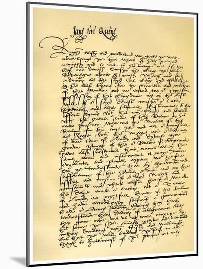 Letter from Lady Jane Grey to William Parr, 10th July 1553-Jane, Lady Grey-Mounted Giclee Print