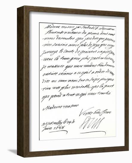 Letter from Louis Xiv to Mary of Modena, Congratulating Her on the Birth of a Prince, James…-null-Framed Giclee Print