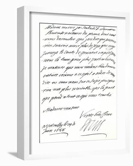 Letter from Louis Xiv to Mary of Modena, Congratulating Her on the Birth of a Prince, James…-null-Framed Giclee Print