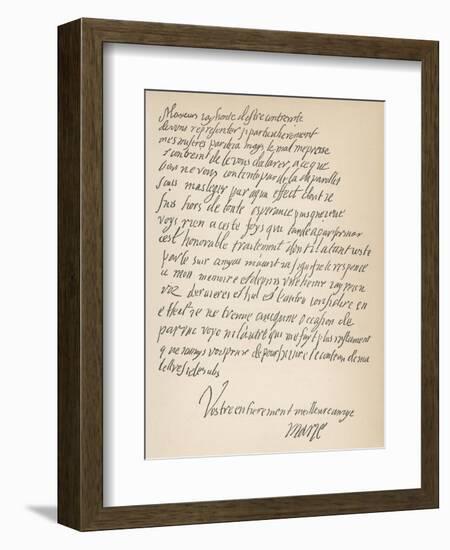 Letter from Mary Queen of Scots, She Signs Herself Marie-null-Framed Art Print