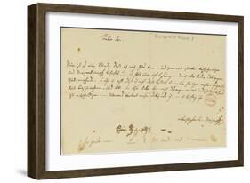 Letter from Mozart to a Freemason, January 1786-Wolfgang Amadeus Mozart-Framed Giclee Print