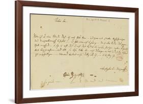 Letter from Mozart to a Freemason, January 1786-Wolfgang Amadeus Mozart-Framed Giclee Print