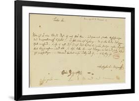 Letter from Mozart to a Freemason, January 1786-Wolfgang Amadeus Mozart-Framed Giclee Print