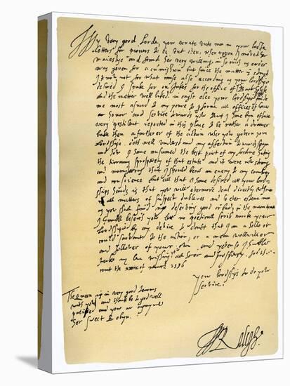 Letter from Sir Walter Raleigh to Robert Dudley, Earl of Leicester, 29th March 1586-Walter Raleigh-Stretched Canvas
