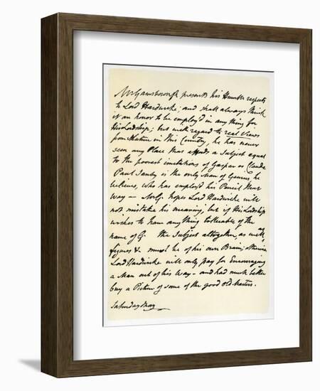 Letter from Thomas Gainsborough to Lord Hardwicke, C1760-1770-Thomas Gainsborough-Framed Giclee Print