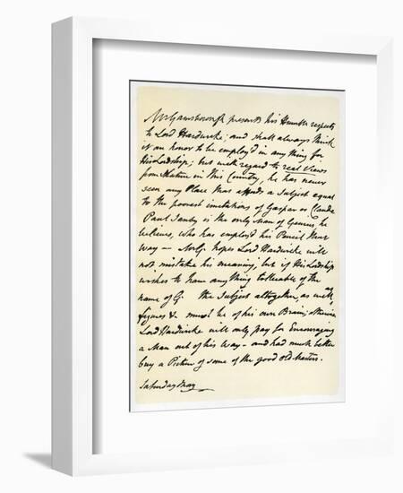 Letter from Thomas Gainsborough to Lord Hardwicke, C1760-1770-Thomas Gainsborough-Framed Giclee Print