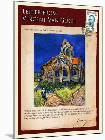 Letter from Vincent: Church at Auvers, C1890-Vincent van Gogh-Mounted Giclee Print