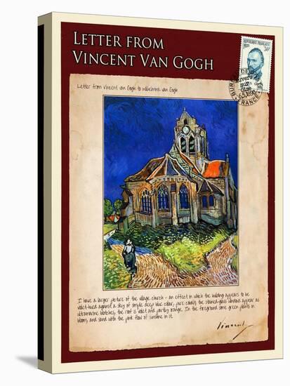 Letter from Vincent: Church at Auvers, C1890-Vincent van Gogh-Stretched Canvas