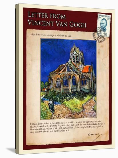 Letter from Vincent: Church at Auvers, C1890-Vincent van Gogh-Stretched Canvas