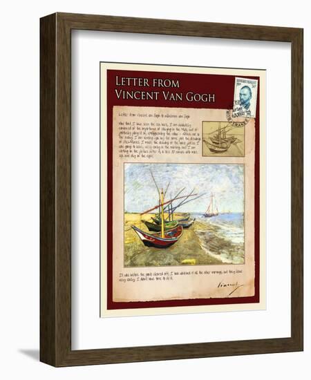 Letter from Vincent: Fishing Boats on the Beach at Saintes-Maries-Vincent van Gogh-Framed Giclee Print