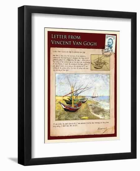 Letter from Vincent: Fishing Boats on the Beach at Saintes-Maries-Vincent van Gogh-Framed Giclee Print