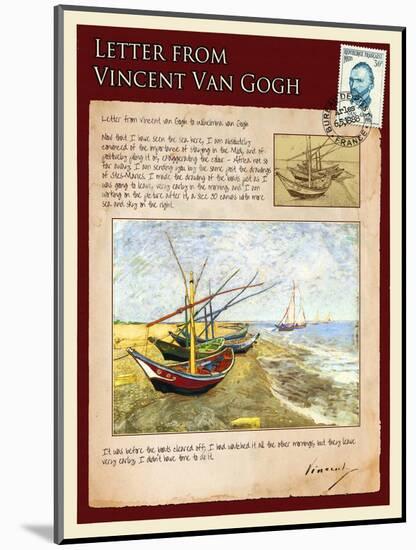 Letter from Vincent: Fishing Boats on the Beach at Saintes-Maries-Vincent van Gogh-Mounted Giclee Print