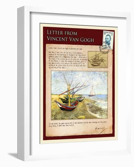 Letter from Vincent: Fishing Boats on the Beach at Saintes-Maries-Vincent van Gogh-Framed Giclee Print