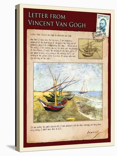 Letter from Vincent: Fishing Boats on the Beach at Saintes-Maries-Vincent van Gogh-Stretched Canvas