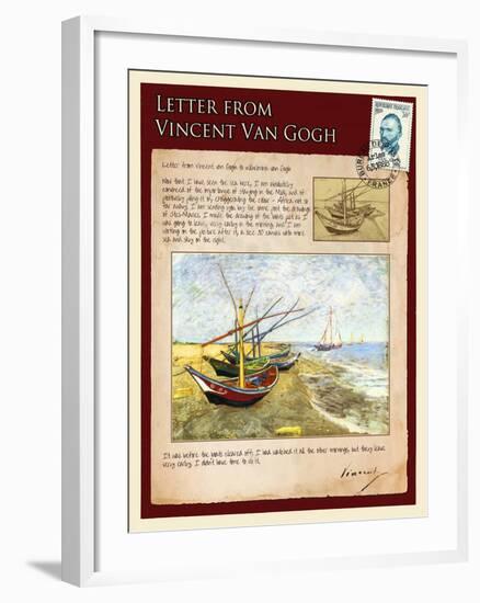 Letter from Vincent: Fishing Boats on the Beach at Saintes-Maries-Vincent van Gogh-Framed Giclee Print