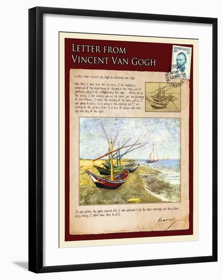 Letter from Vincent: Fishing Boats on the Beach at Saintes-Maries-Vincent van Gogh-Framed Giclee Print