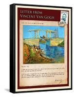 Letter from Vincent: Langlois Bridge at Arles with Women Washing-Vincent van Gogh-Framed Stretched Canvas