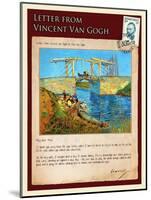 Letter from Vincent: Langlois Bridge at Arles with Women Washing-Vincent van Gogh-Mounted Giclee Print