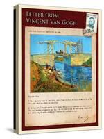 Letter from Vincent: Langlois Bridge at Arles with Women Washing-Vincent van Gogh-Stretched Canvas