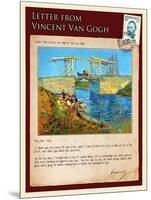 Letter from Vincent: Langlois Bridge at Arles with Women Washing-Vincent van Gogh-Mounted Giclee Print