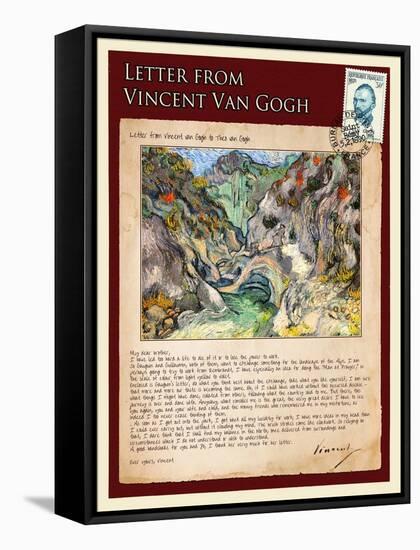 Letter from Vincent: Les Peiroulets Ravine-Vincent van Gogh-Framed Stretched Canvas