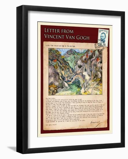 Letter from Vincent: Les Peiroulets Ravine-Vincent van Gogh-Framed Giclee Print