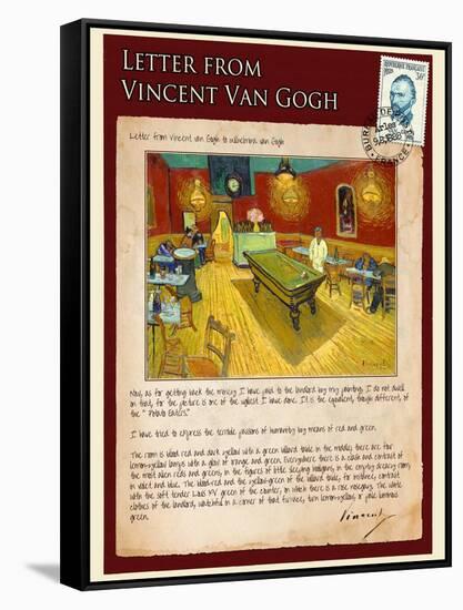 Letter from Vincent: Night Cafe on Place Lamartine in Arles-Vincent van Gogh-Framed Stretched Canvas