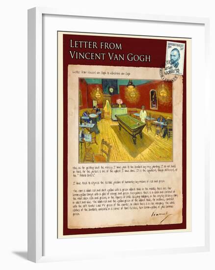 Letter from Vincent: Night Cafe on Place Lamartine in Arles-Vincent van Gogh-Framed Giclee Print