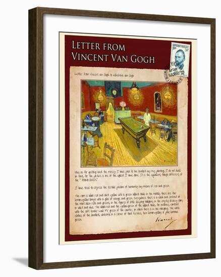 Letter from Vincent: Night Cafe on Place Lamartine in Arles-Vincent van Gogh-Framed Giclee Print