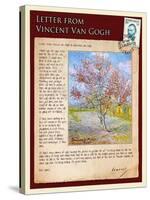Letter from Vincent: Pink Peach Tree in Blossom-Vincent van Gogh-Stretched Canvas