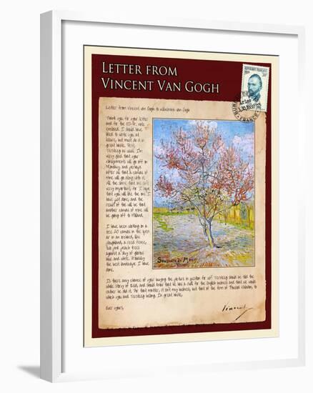 Letter from Vincent: Pink Peach Tree in Blossom-Vincent van Gogh-Framed Giclee Print