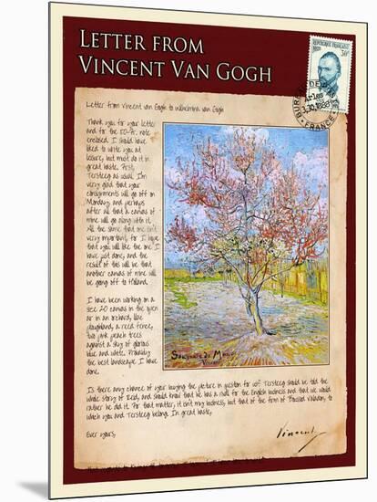 Letter from Vincent: Pink Peach Tree in Blossom-Vincent van Gogh-Mounted Giclee Print