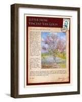 Letter from Vincent: Pink Peach Tree in Blossom-Vincent van Gogh-Framed Giclee Print